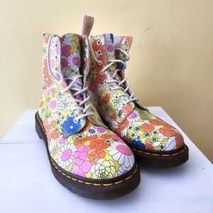 Dr Doc Martens RARE 1460 Pascal Daisy Floral Print Ankle Boots US 11
